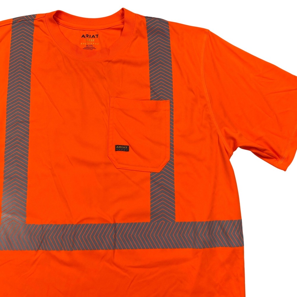 Ariat Rebar Hi-Vis ANSI T-Shirt Mens 2XL Orange Reflective Workwear 10039195